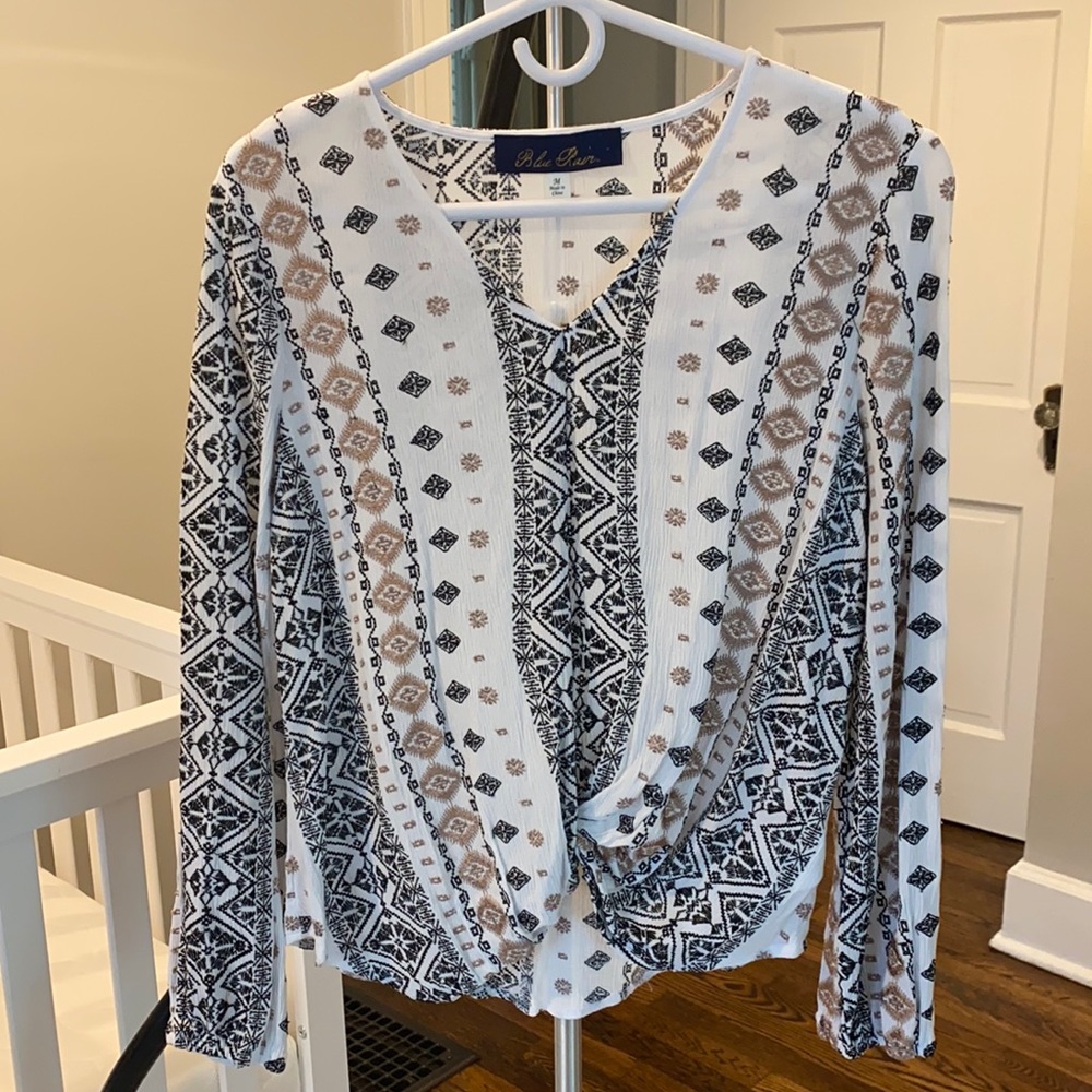 Blue Rain Tribal Print Blouse